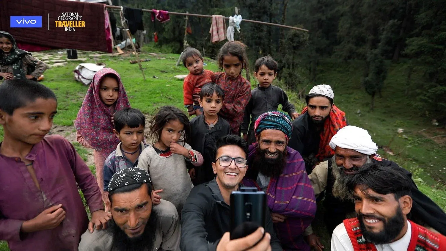 Himanshu Khagta photographing a local family in the vivo V17 Pro film
